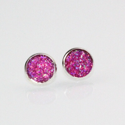 

Copper Post Stud Earrings For Women Round Silver Color Light Pink AB Color W Stoppers Fashion Jewelry 14mm new