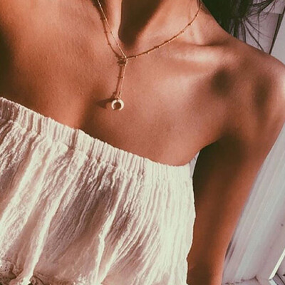 

Hot Sale Delicate pendant Necklace Curved crescent moon necklace Gold Silver women Necklace ladies Jewelry Birthday Gift