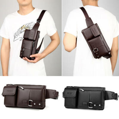 

Mens Waist Fanny Pack Belt Bag PU Leather Outdoor Sports Small Wallet Purse US