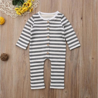 

Newborn Infant Baby Girl Boy Stripe Warm Thick Romper Jumpsuit Outfits Pajamas