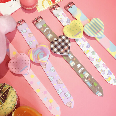 

Korea Pink Cute Girls Heart Cartoon Watch Japanese Love Soft Girls Touch Screen Silicone Electronic Watch