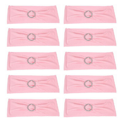 

10PCS Wedding Decorations Elastic Spandex Chair Cover Sashes Bows Elastic Chair Bands With Buckle Slider Sashes Bows 7 Colors