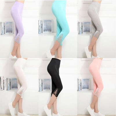 

Womens 34 Length Leggings Capri Cropped Summer Modal High Quality 5 Colors