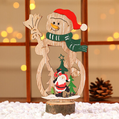 

2020 New Year Natural Xmas Santa Claus Snowman Wood Craft Christmas Tree Christmas Home Desk Decoration Wooden Ornaments