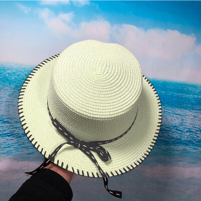 

Spring&summer new Korean version of sunshade hat stitches a little bow straw hat woman outdoor sports trip beach cap