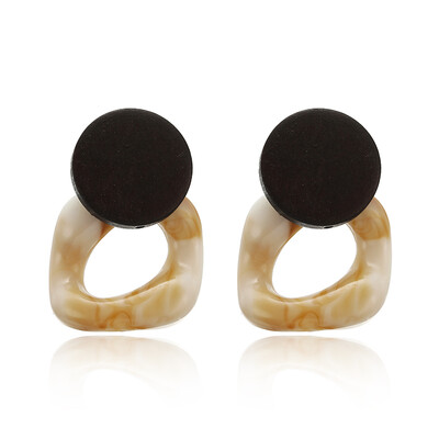 

HOT 30 Style Korea Handmade Wooden Drop Earrings New Fashion Geometric Long Acrylic Metal Earrings modern Jewelry