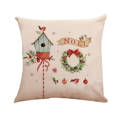

〖Follure〗Xmas Cotton Pillow Case Linen Cushion Cover Merry Christmas Home Decoration