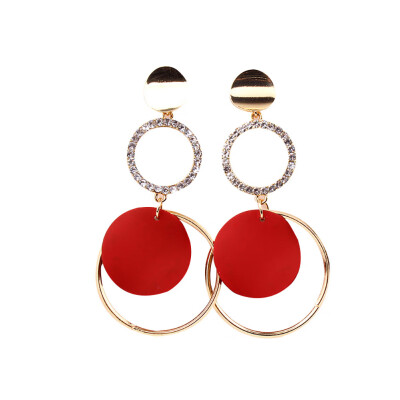 

Women Fashion Big Circle Long Dangle Statement Stud Earrings Party Jewelry Gift