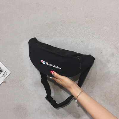 

Ins super fire chest bag female 2019 new Korean version of the wild casual canvas small bag personality fashion sports pockets
