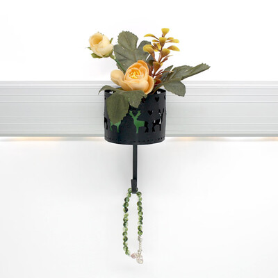 

Gobestart Wrought Iron Hook Decor Room Wall Shelf Creative Flower Basket Storage Rack