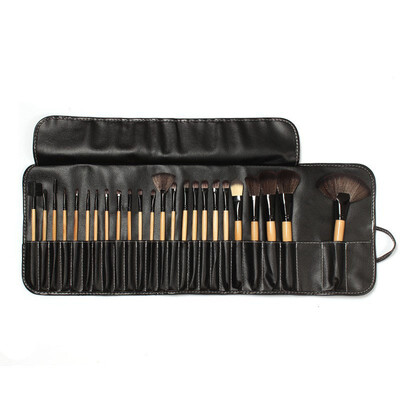 

〖Follure〗24 PC Wood Makeup Brushes Cosmetic Make Up Set Kit Pouch Bag Black
