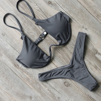 

Roseonmyhand Women Manual Push-Up Padded Bra Beach Halter Bikini Set Swimsuit Swimwear