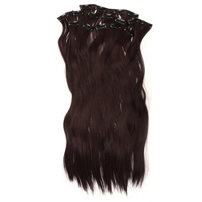 

Greensen 6Pcs Long Straight Hair Extension Wig Piece Set 16 Clips Linen Brown Hair Piece Styling Tool