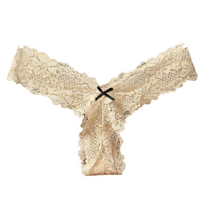 

Toponeto Fashion Women Lace Lace Thong Low Waist V-String Briefs G-String Underwear BK