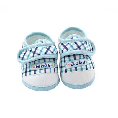 

Soft Sole Cotton Baby Shoes Newborn Girls Boys Plaid First Walkers Toddler Prewalker Size 11 12 13