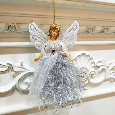 

New Christmas Pendants Angel Dolls With Glittery Wings Decorative Hanging Figurine Ornaments Holiday Gift Decorations