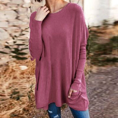 

Women Long Sleeve Loose Fit Tee Shirts Round Neck Tops Plus Size Winter Pullover