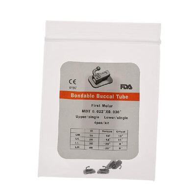 

4PcsPack Dental Orthodontic Buccal Tubes for 2nd Molar Single Tube 0022 Bondable Edgewise Buccal Tube