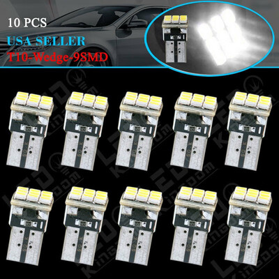 

10X White T10 192 194 9SMD Wedge Dome Map License Plate LED Interior Light Bulbs