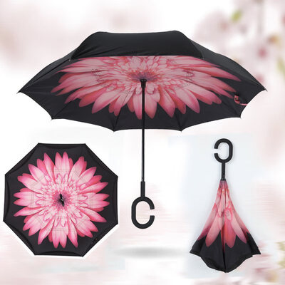 

Reverse Folding Double Layer Inverted Chuva Umbrella Self Stand Inside Out Rain Protection C-Hook Hands Windproof for Car