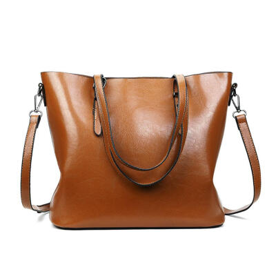 

Oil Wax Leather Shoulder Handbags Women Big Capacity Shopping Satchel Totes