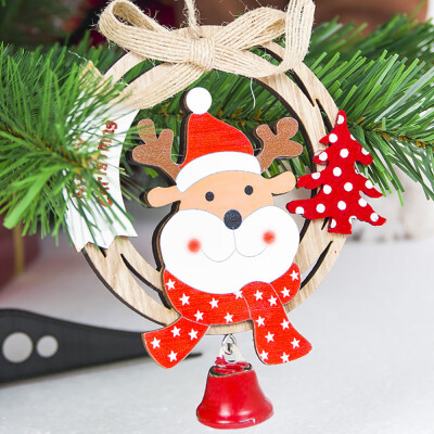 

〖Follure〗Cute Santa Clause Bow Bell Christmas Tree Ornament Decoration Wooden Snowman Elk