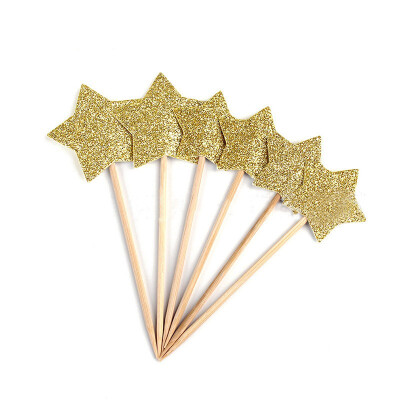 

FUNNYBUNNY Gold Star Cake Toppers Kids Birthday Party Baby Shower Cupcake Decorations Happy Birthday Cake Topper