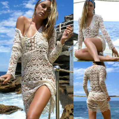 

Women Summer Knit Crochet Bikini Cover Up Swimwear Bathing Suit Beach Long Dress