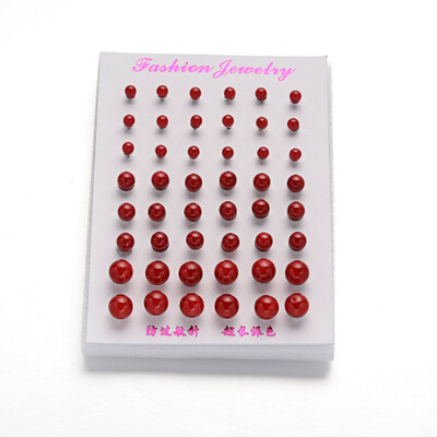 

Round Ball Imitation Acrylic Pearl Stud Earrings with Stainless Steel Pins DarkRed 4mm 6mm&8mm Pin 08mm 24pairsbox