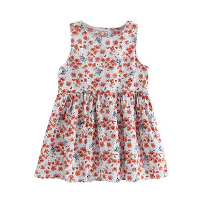 

Summer Sleeveless Dress Cute Children Backless Floral Print Girls Clothing