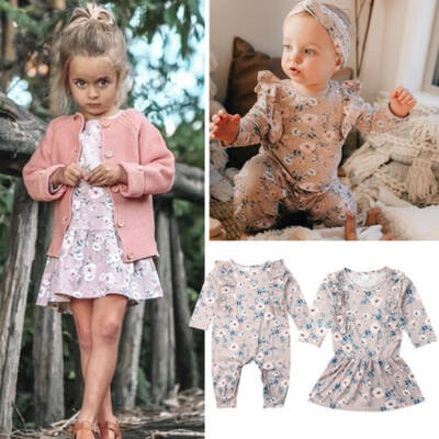 

US 0-24M Baby Boy Girl Newborn Clothes Set Outfits Floral Romper Bodysuit Dress