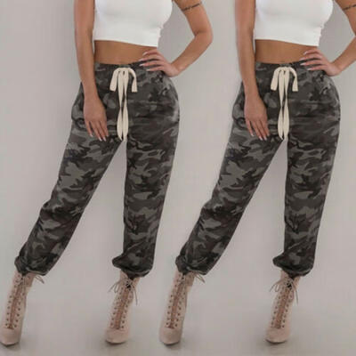 

New Women Camo Cargo Trousers Casual Pants Military Army Combat Camouflage Jeans