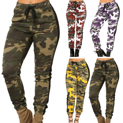 

Womens Camo Trousers Casual Hip-hop Military Army Combat Camouflage Pants