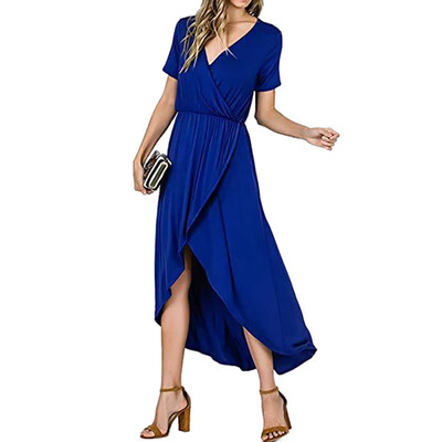 Women Sexy Solid Dress V Neck Short Sleeve Dresses Fashion Casual Loose Irregular Midi Dress
Women Sexy Solid Dress V Neck Short Sleeve Dresses Fashion Casual Loose Irregular Midi Dress