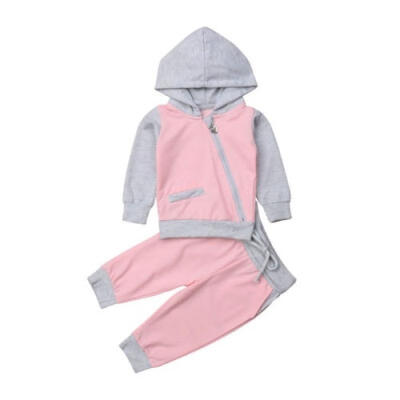 

2Pcs New Toddler Kids Baby Girls Long Sleeve Hooded Sweat Shirt TopsPants Outfits Set Tracksuit