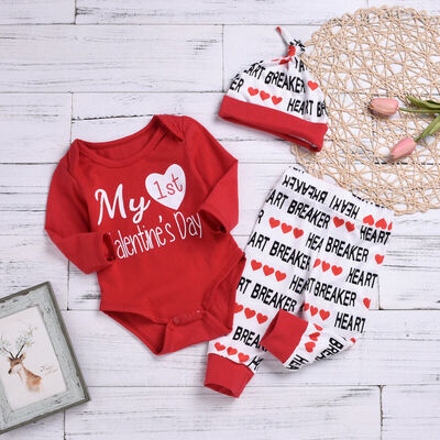 

3pcs Newborn Baby Boy Girl Valentines Day Clothes Long Sleeve Tops RomperPants Outfits Clothes Set