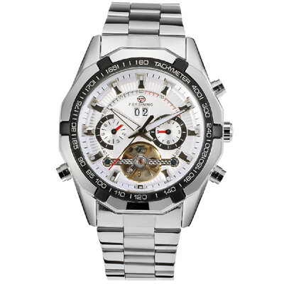

Forsining Fashion Mens Watches Noctilucent Mechanical Movement Waterproof Business Analog Dial Stainless Steel Band Strap Wrist W