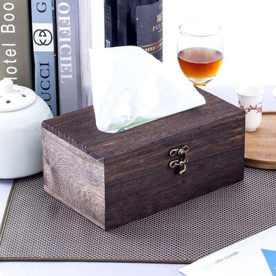 

1PC Useful Wooden Retro Tissue Box Cover Paper Napkin Holder Case Home Car Decor