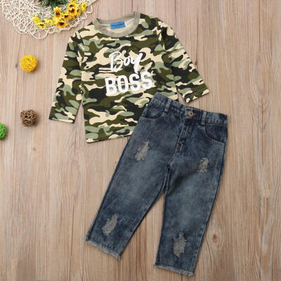 

Details about Baby Boy Kid Cotton Tops T Shirt Denim Trousers Pants Camo Outfits Clothes Set