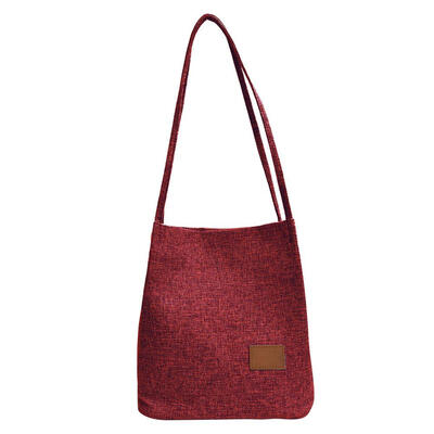 

Solid Color Shoulder Handbags Linen Women Large Top-handle Shopping Totes