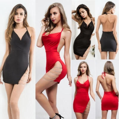 

Sexy Women´s Summer Sleeveless V-Neck Ladies Evening Cocktail Party Mini Dress