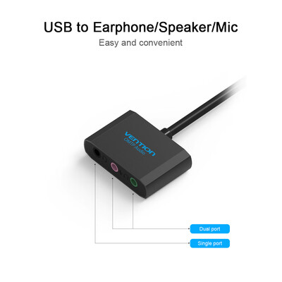 

VENTION USB External Sound Card 3D Stereo Sound Driver-free Adapter for Headphone Microphone
