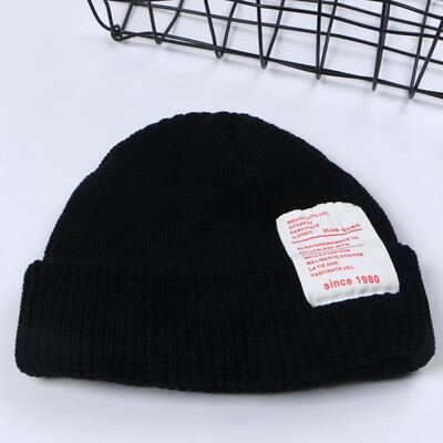 

Pasted letter original tide brand melon skin wool hat sailor short rogue retro Han hip hop ins knitted hat