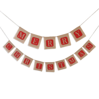 

MERRY CHRISTMAS Burlap Bunting Banner Flags for Christmas Party