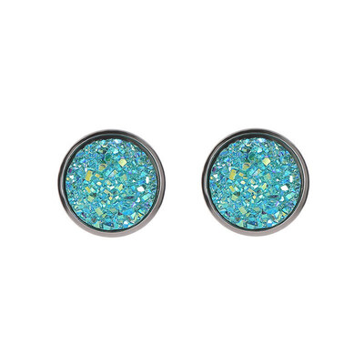 

Temperament Geometric Round Star Shaped Stud Earring Symmetrical Inlay Color Stainless Steel Wild Earbob