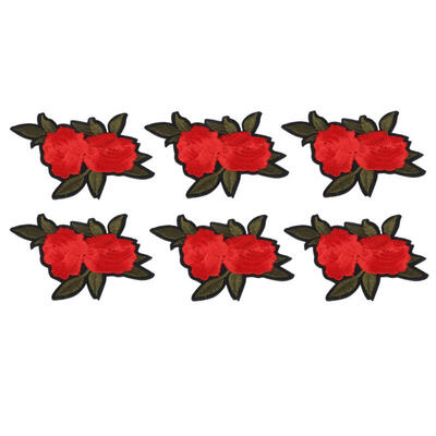 

Greensen Red Rose Embroidered Patch DIY Decoration Clothing Iron Sew Sticker Craft Accessories