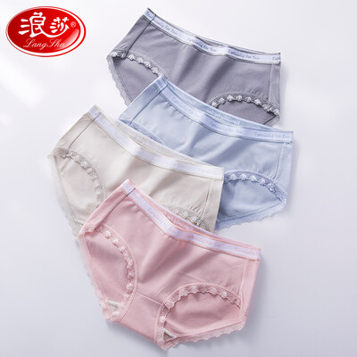 

Langsha LangSha ladies panties female cotton large size bow girl fresh seamless lace sexy briefs 4 loaded 818 antibacterial models 4 color 4