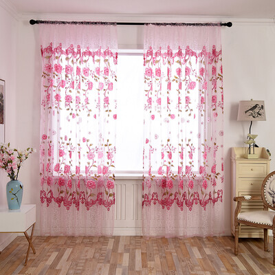 

New Floral Tulle Voile Door Window Curtain Drape Panel Sheer Scarf Valances