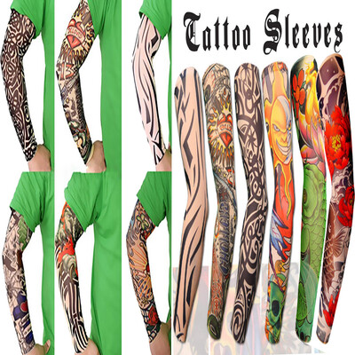 

〖Follure〗Sunscreen Temporary Tattoo Sleeves Body Art Arm Stockings Slip Accessories