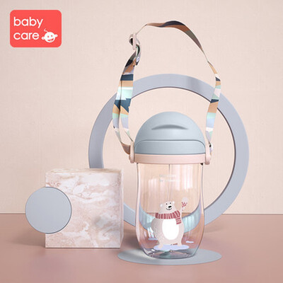 

Babycare Baby Water Bottle Infant Feeding Cartoon Gravity Ball Cup Flip Lid Leak Proof Training Handle Straw Drink Bottle 360ML